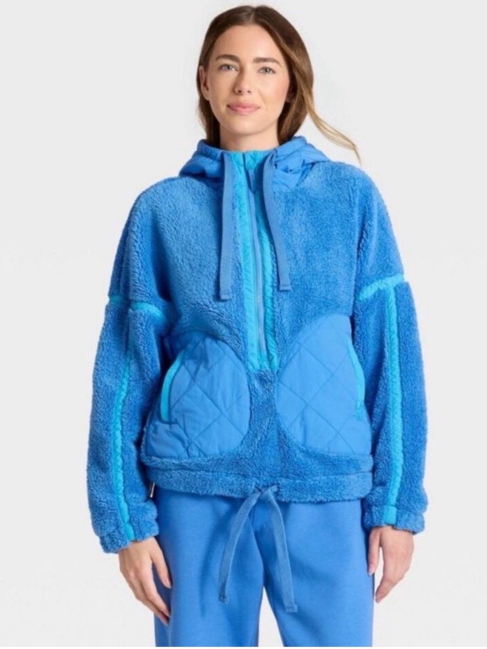 Joy Lab Blue Pullover Sherpa Hoodie Jacket